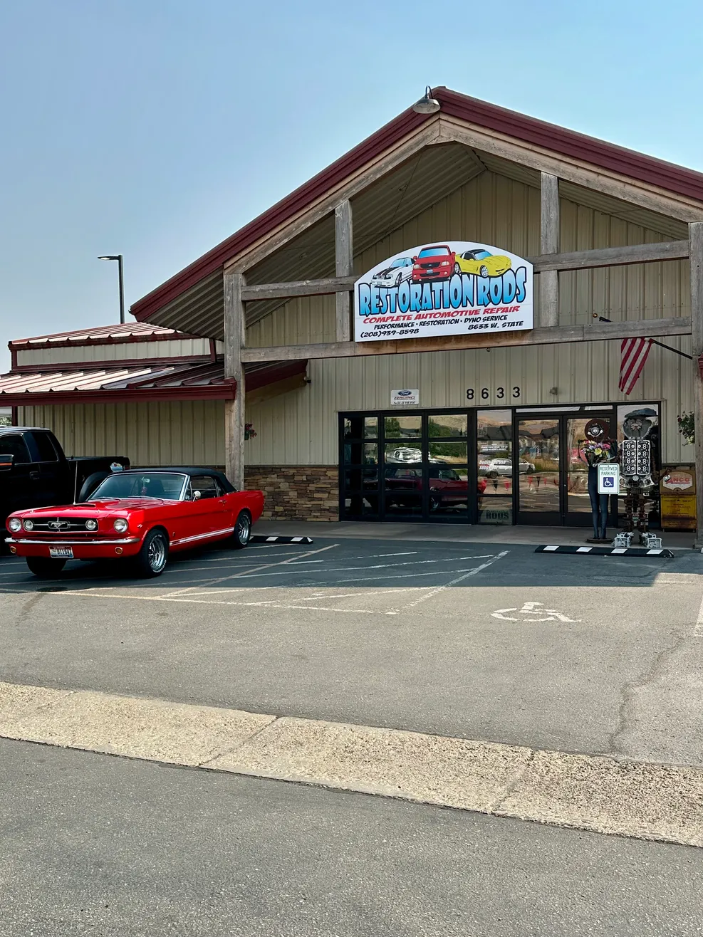 Exterior of the Restoration Rods shop in Garden City, Idaho