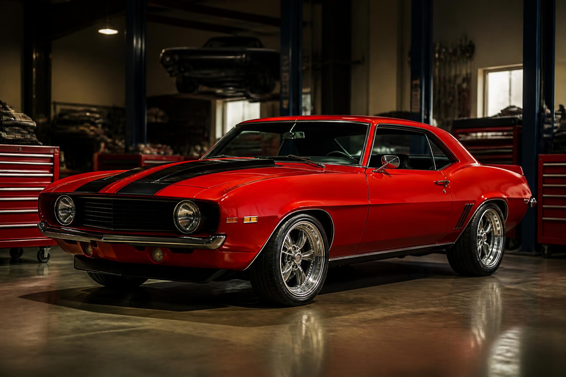 Restored classic muscle car in the Restoration Rods garage